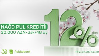 Rabitəbank 12%-dən nağd pul krediti təklif edir