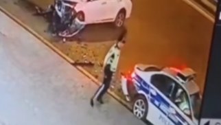 Bakıda yol polisi ölümdən döndü (VİDEO)