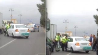 Bakıda polisə tabe olmayan sürücü saxlanıldı (VİDEO)