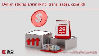 Kapital Bank-ın dollar istiqrazlarının 2-ci tranşı filiallarda satışa çıxarıldı®