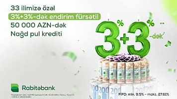 Rabitəbankdan 33 illik yubileyinə özəl - Nağd pul krediti kampaniyası
