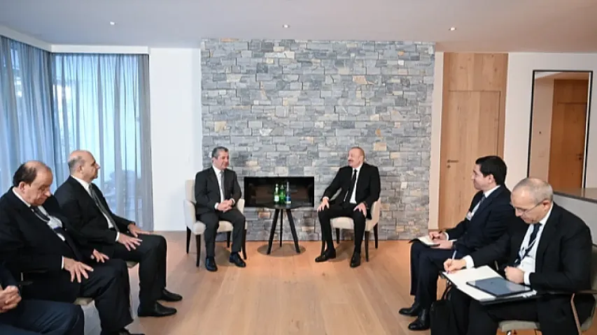 İlham Əliyev Davosda İraq Kürdüstan Regionunun baş naziri ilə görüşüb