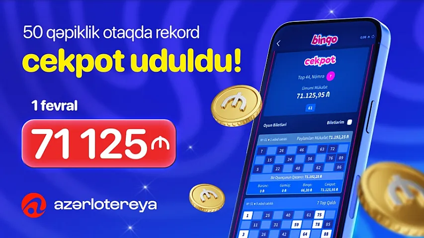 “Azərlotereya”nın “Binqo” oyununda rekord cekpot qazanılıb