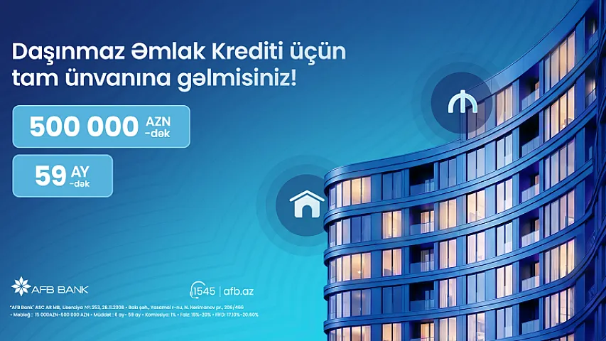 AFB Bank daşınmaz əmlak krediti: Xəyal etdiyiniz evə bir addım qalır!