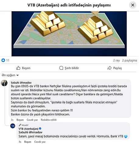 Banka getdi, sualına cavab vermədilər - "VTB Bank"dan narazılıq