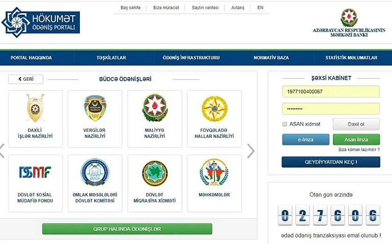 “Hökumət Ödəniş Portalı” vasitəsi ilə toplanan ödənişlərin həcmi <span style="color: #ff0000;">AÇIQLANDI (CƏDVƏL)</span>