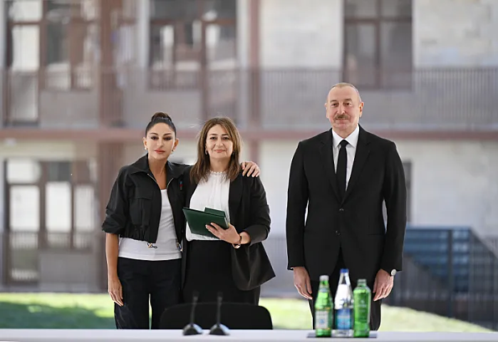 Prezident və birinci xanım Cəbrayılda inşa olunan yaşayış kompleksinin açılışında (YENİLƏNİB)